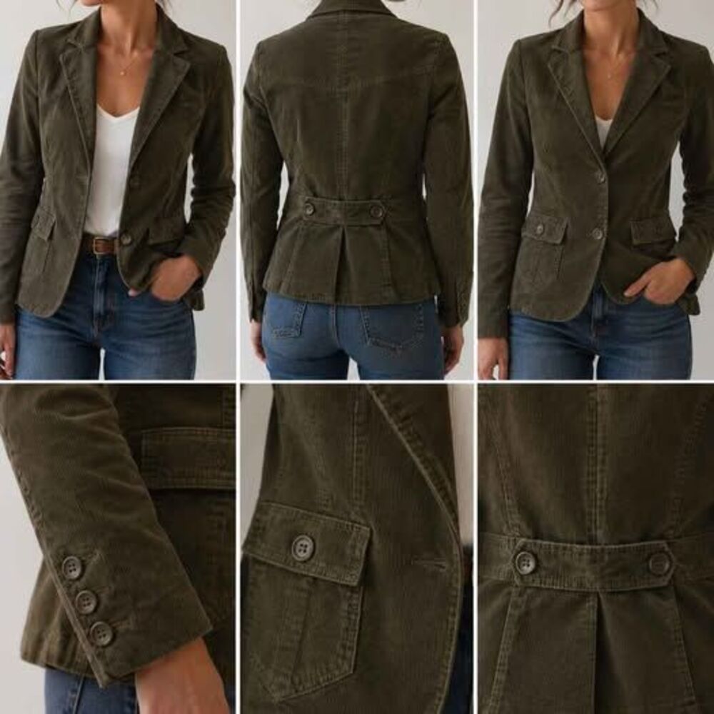 H&M Olive Green Corduroy Blazer Jacket – Women's US 8 / EUR 38